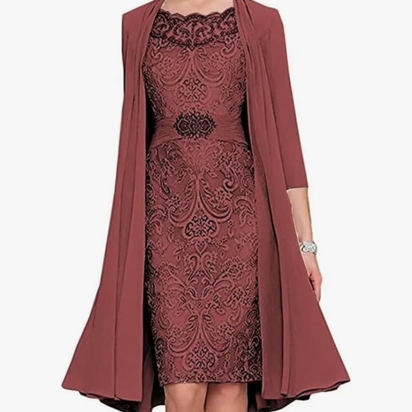 Dresses & Skirts - Elegant Lace Overlay Dress with Jacket